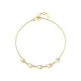 open heart bracelet in yellow gold on white background