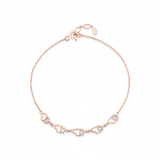 open heart bracelet in rose gold on white background