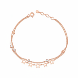 open star bracelet in rose gold on white background