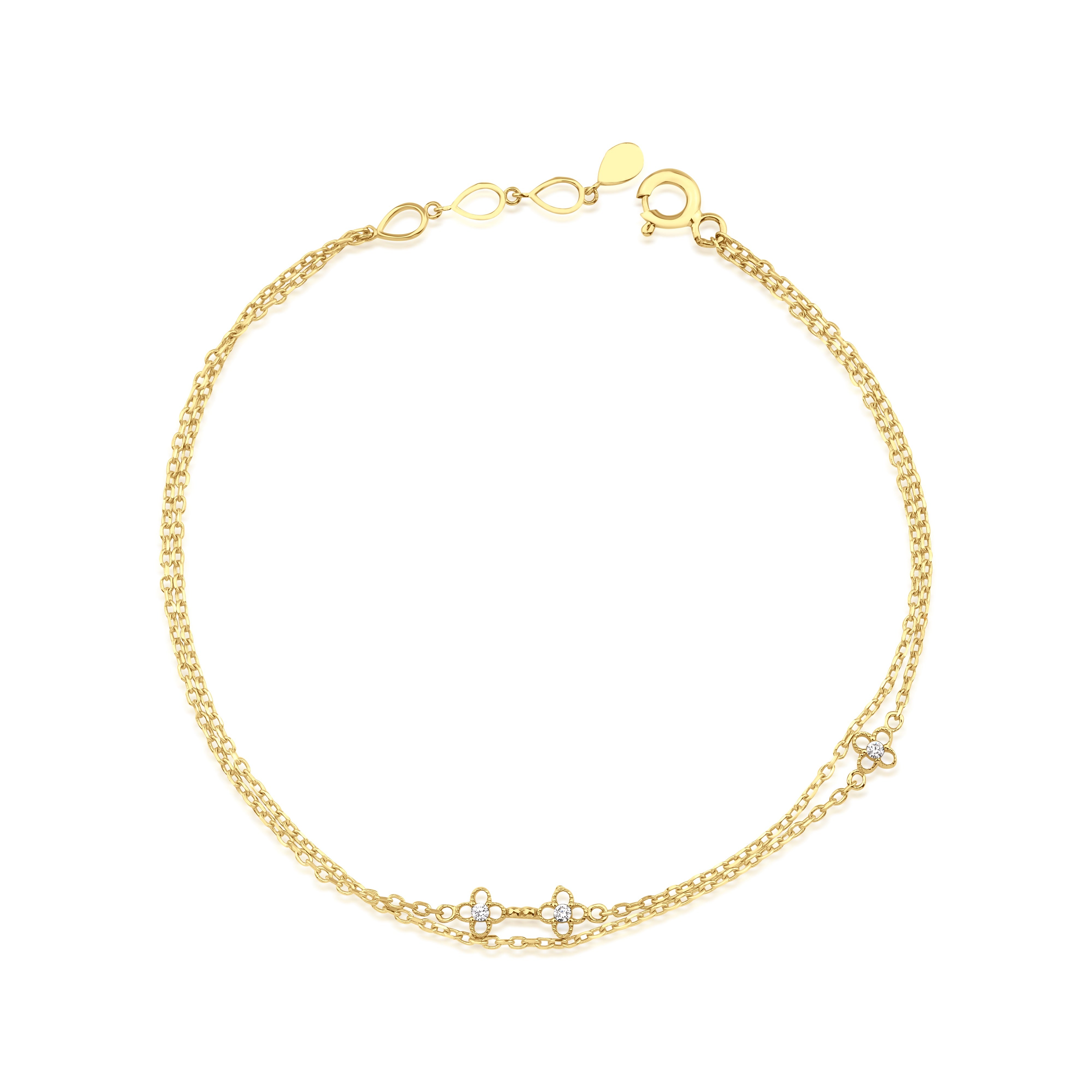 bloom strand bracelet in yellow gold on white background