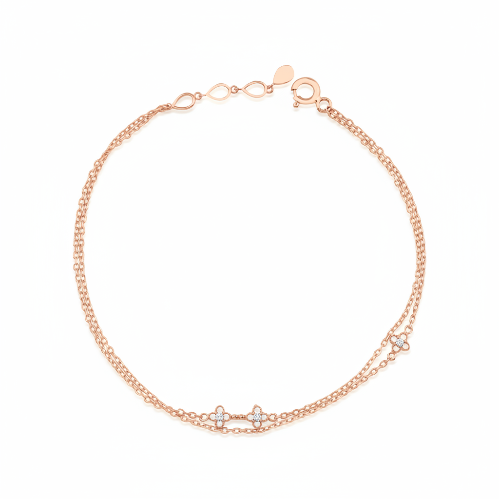 bloom strand bracelet in rose gold on white background