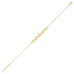 pillow block bracelet in yellow gold on white background