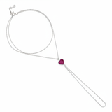 crimson heart hand chain bracelet in white gold on white background