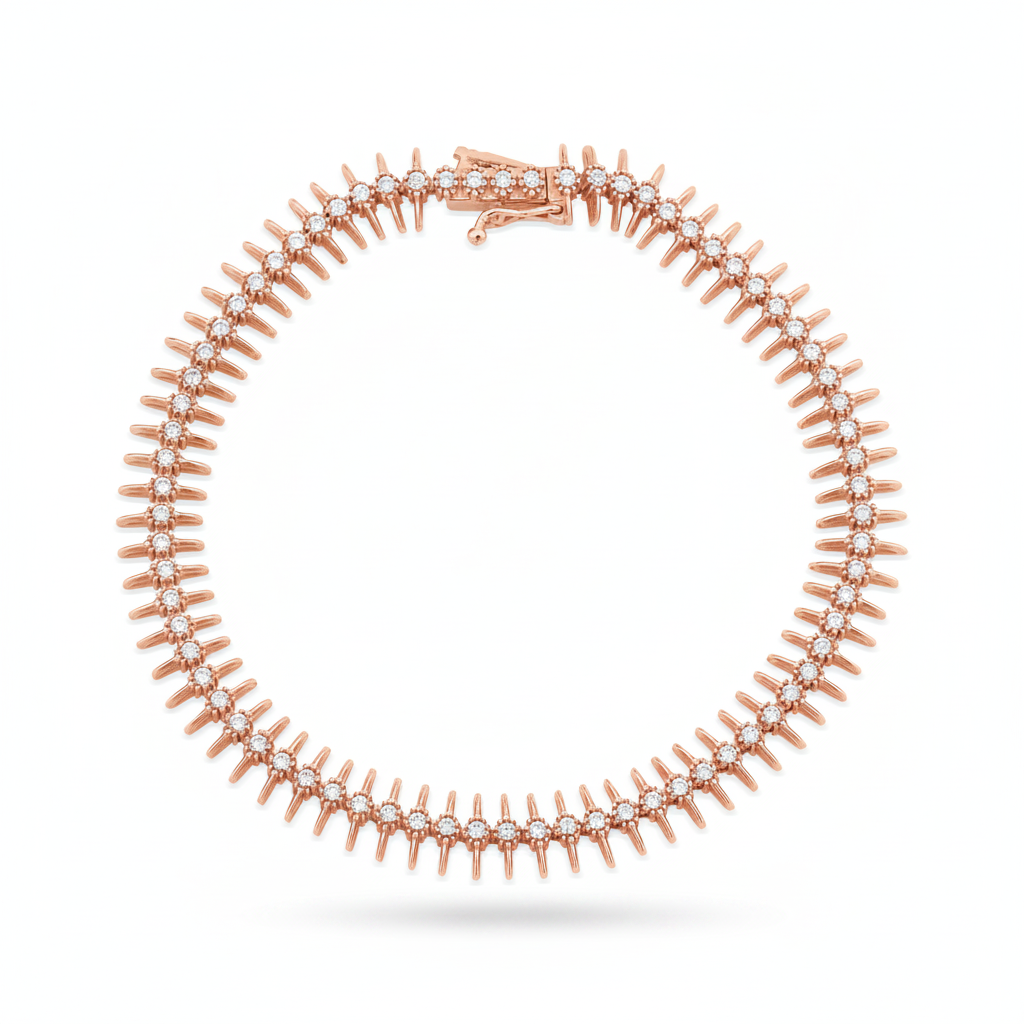 spike station bracelet in rose gold on white background