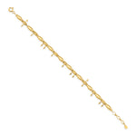 arrow charm bracelet in yellow gold on white background