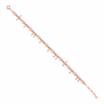 arrow charm bracelet in rose gold on white background