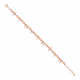 arrow charm bracelet in rose gold on white background