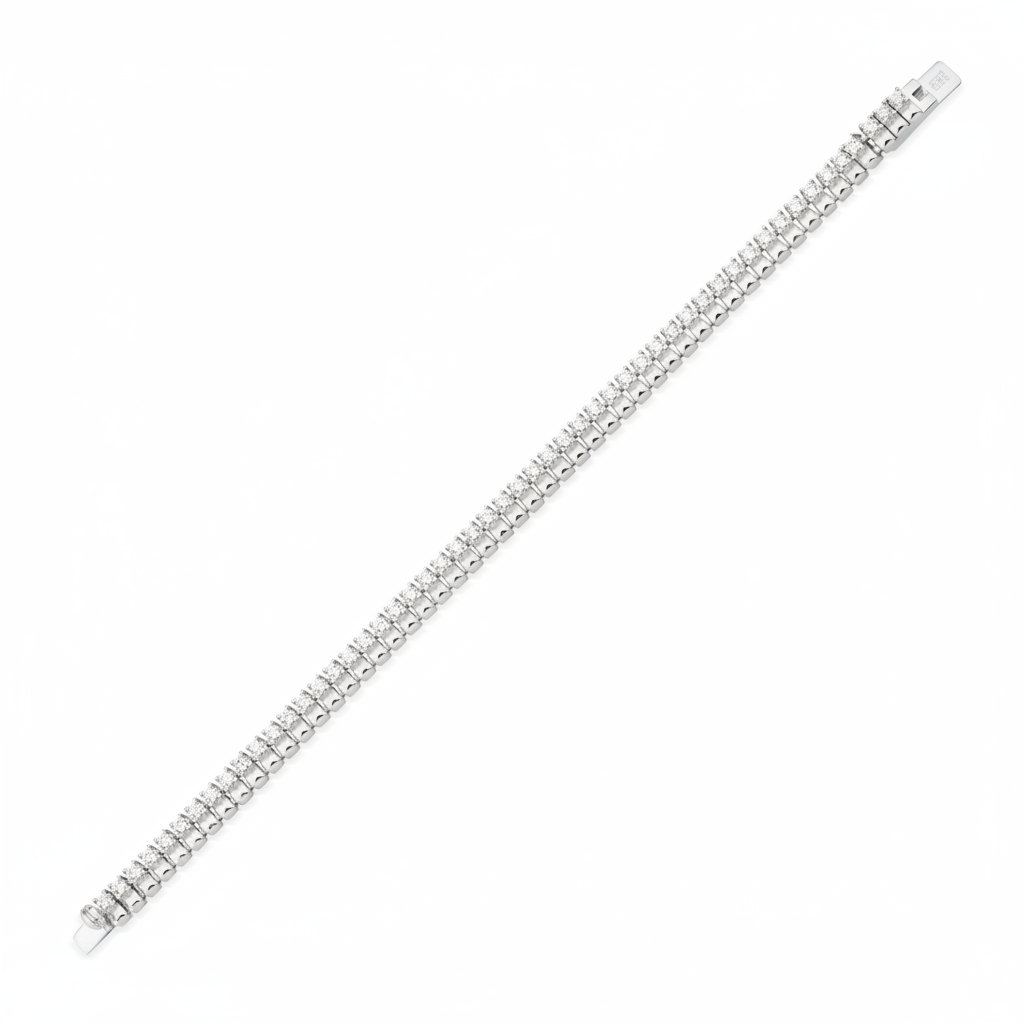 dual track bracelet in white gold on white background