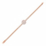 filigree medallion bracelet in rose gold on white background