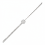 filigree medallion bracelet in white gold on white background