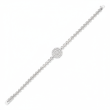 filigree medallion bracelet in white gold on white background