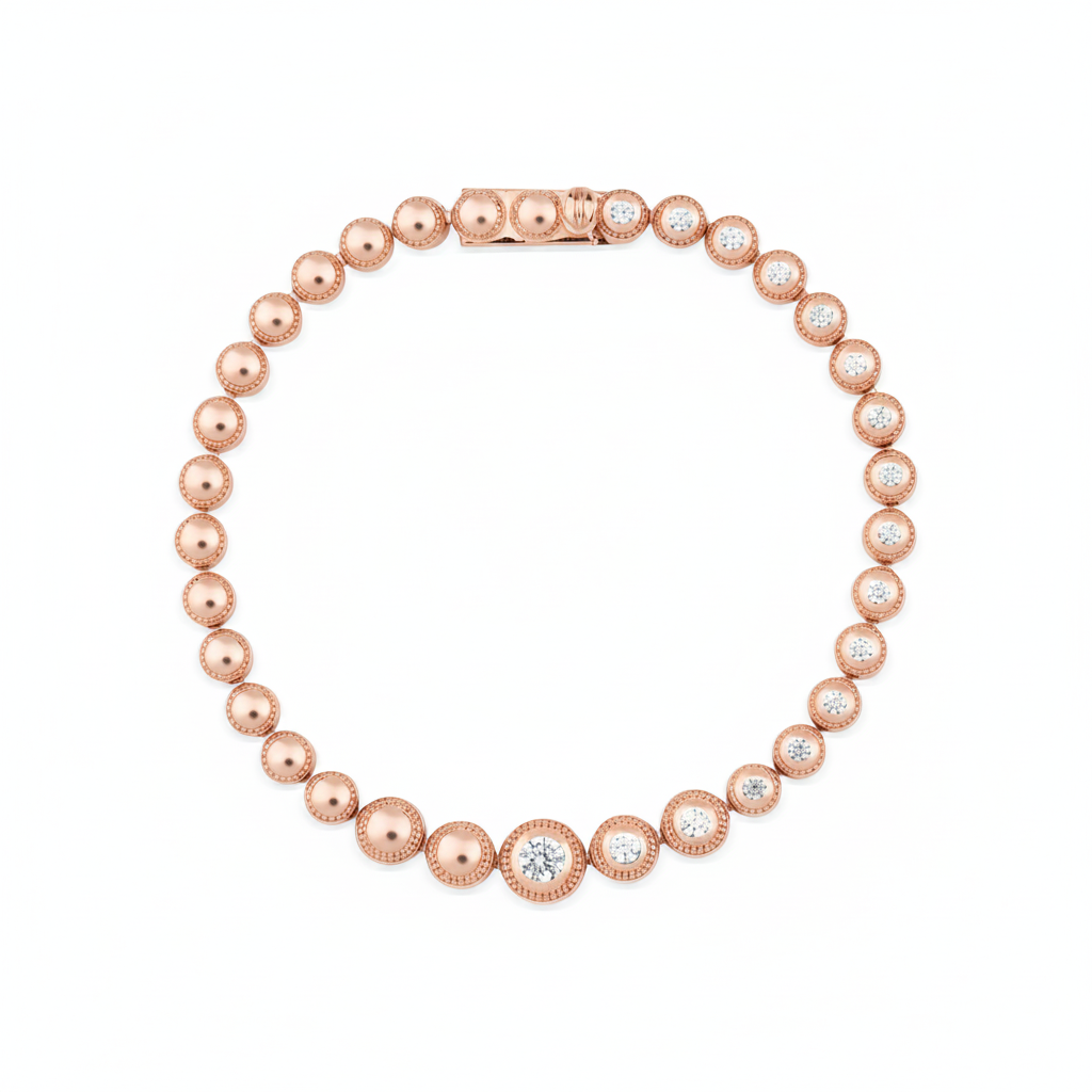 half radiance bracelet in rose gold on white background