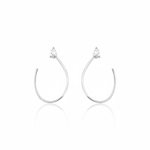 open loop earrings in white gold on white background