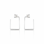 rectangle baguette earrings in white gold on white background