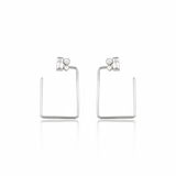 rectangle baguette earrings in white gold on white background