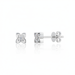 floral stud earrings in white gold on white background