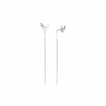 butterfly threader earrings in white gold on white background