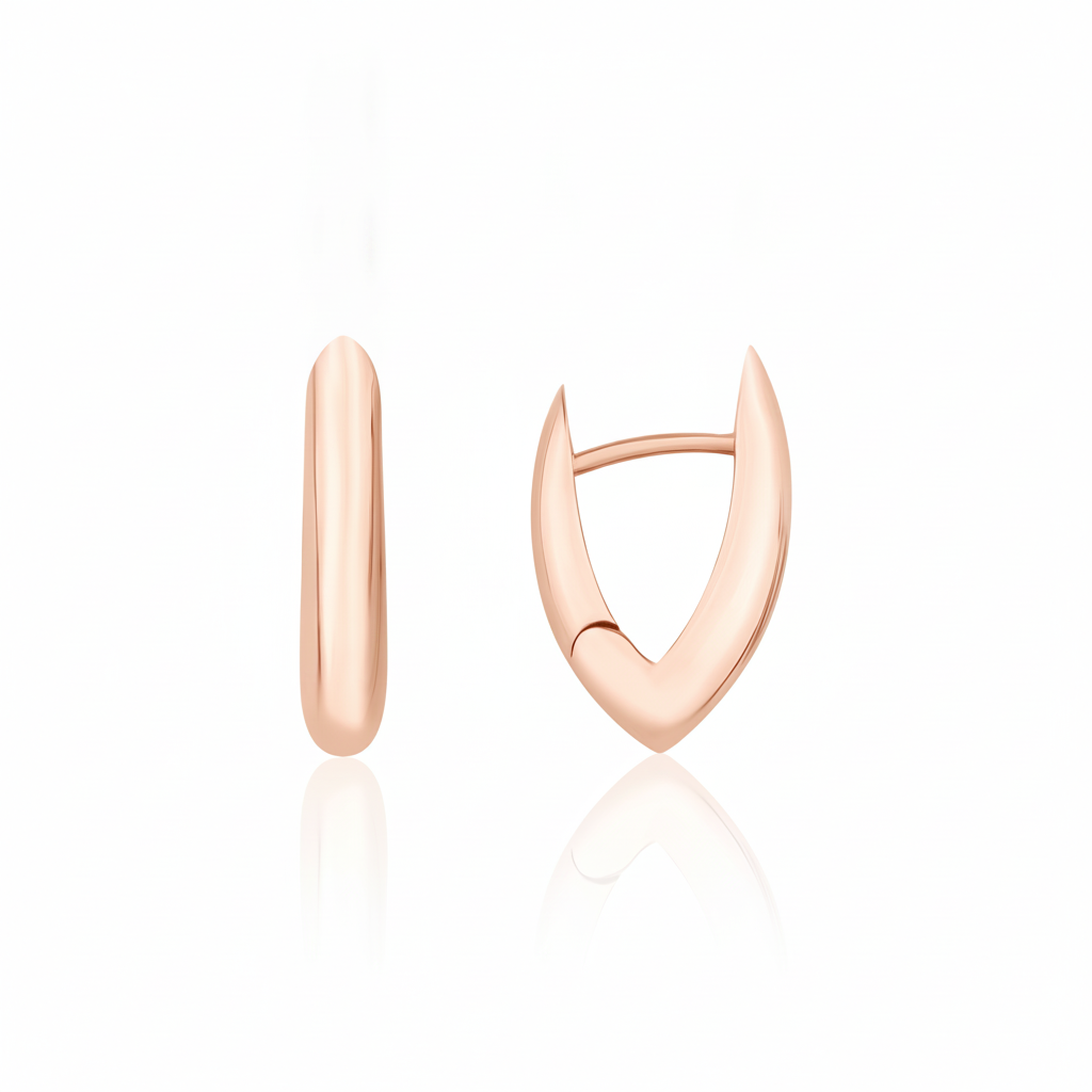 rose gold edge hoop earrings on white background