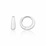 white gold volume huggie earrings on white background