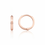 rose gold flat edge hoop earrings on white background