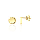 yellow gold disc stud earrings on white background