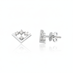 white gold chevron stud earrings on white background