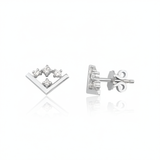 white gold chevron stud earrings on white background
