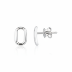 white gold open oval stud earrings on white background