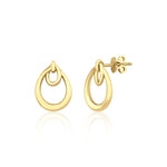 yellow gold interlocking double-teardrop stud earrings on white background