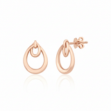 rose gold interlocking double-teardrop stud earrings on white background