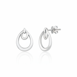 white gold interlocking double-teardrop stud earrings on white background