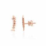 rose gold articulated fishbone stud earrings on white background