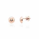rose gold star-etched dome stud earrings with a single clear stone on white background