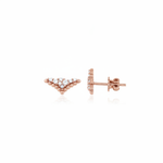 rose gold chevron cluster stud earrings with clear stones on white background