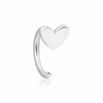 white gold heart hoop earring on white background