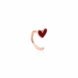 rose gold open heart curve earring on white background