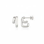 white gold double arch stud earrings on white background