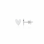 white gold asymmetric heart stud earrings on white background