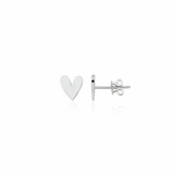 white gold asymmetric heart stud earrings on white background