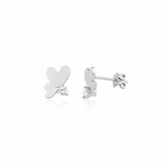 white gold butterfly wing stud earrings on white background