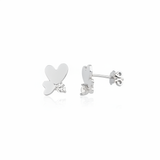 white gold butterfly wing stud earrings on white background
