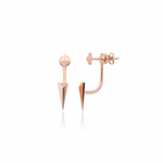 rose gold pyramid stud and spike jacket earrings on white background