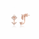 rose gold rhombus stud with floating chevron ear jacket on white background