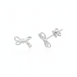 white gold bow stud earrings with accent stones on white background