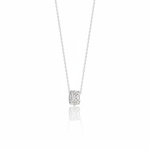 white gold barrel pendant necklace on white background