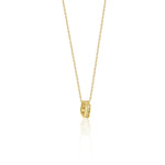 yellow gold pave hoop pendant necklace on white background