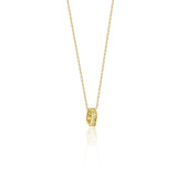 yellow gold pave hoop pendant necklace on white background