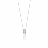 white gold pave hoop pendant necklace on white background