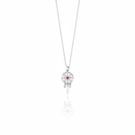 white gold talisman wheel necklace on white background