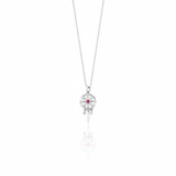white gold talisman wheel necklace on white background